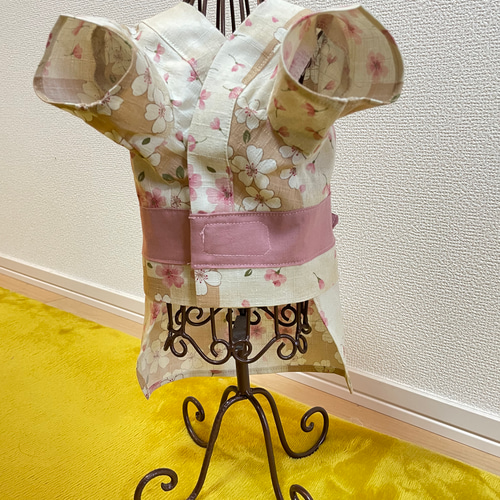 ⭐︎犬服⭐︎お花付き 浴衣 女の子用 桜 ベージュ ペット服