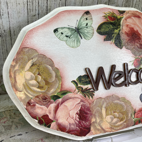 デコパージュꔛꕤインテリア雑貨♡ウエルカムボード♡フラワー