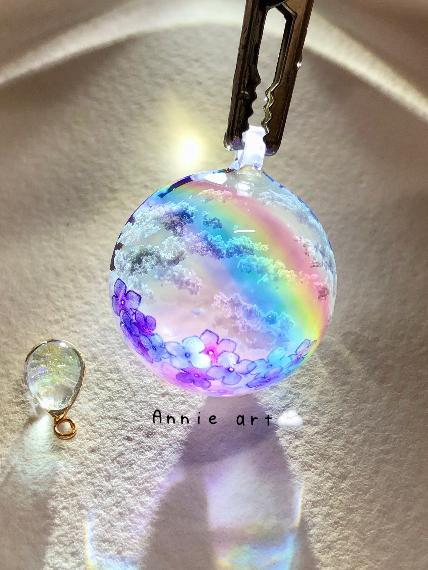 【受注制作/S size】 情景レジン-雨上がりの朝　透明感/プレゼント/紫陽花/空