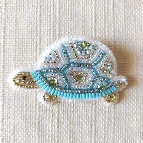 ビーズ刺繍 ブローチ/亀(M-227) ブローチ きさらぎ工房 ビーズ刺繍 ブローチ/亀(M-227) ブローチ きさらぎ工房