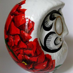【Jade Daruma】真っ白な世界に咲く赤い牡丹 達磨 ダルマ CA 2枚目の画像