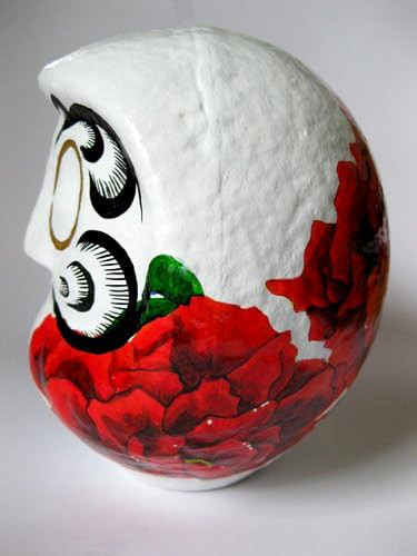 【Jade Daruma】真っ白な世界に咲く赤い牡丹 達磨 ダルマ CA