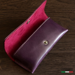 ルガトショルダーアザレアピンク　二つ折り財布 豪華仕様】ベルギー産ルガトショルダー アザレアピンク+パープル