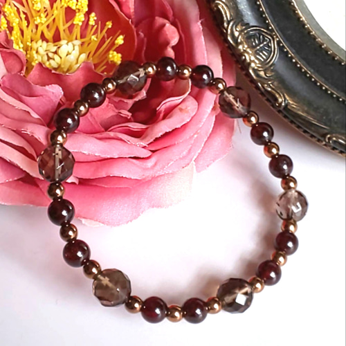 龍紋天珠♡黒龍♡5A水晶♡ハーフブラック水晶♡メンズサイズブレス  