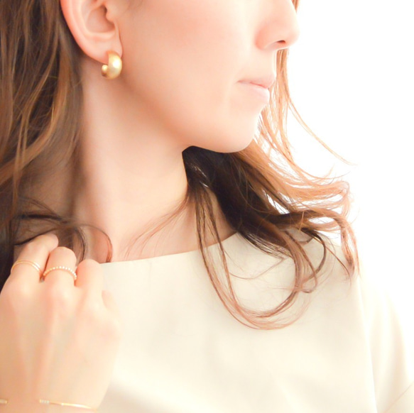 オーダー用Tsuchime Metal Hoop Earrings(gold) 3枚目の画像