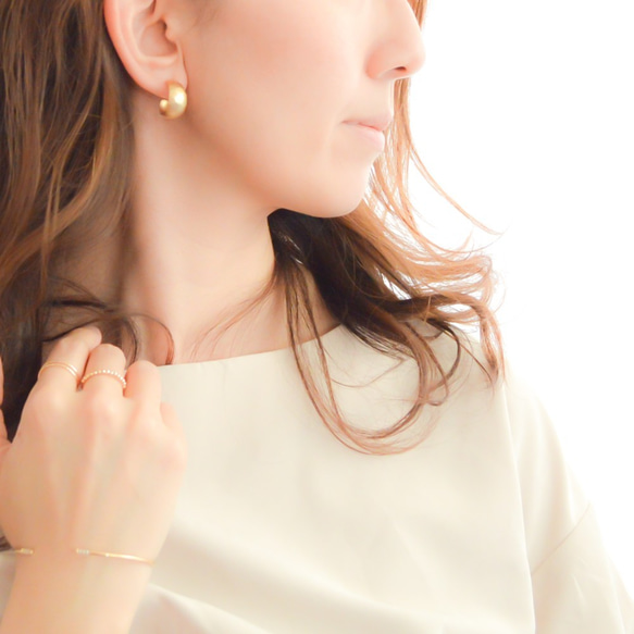 オーダー用Tsuchime Metal Hoop Earrings(gold) 4枚目の画像