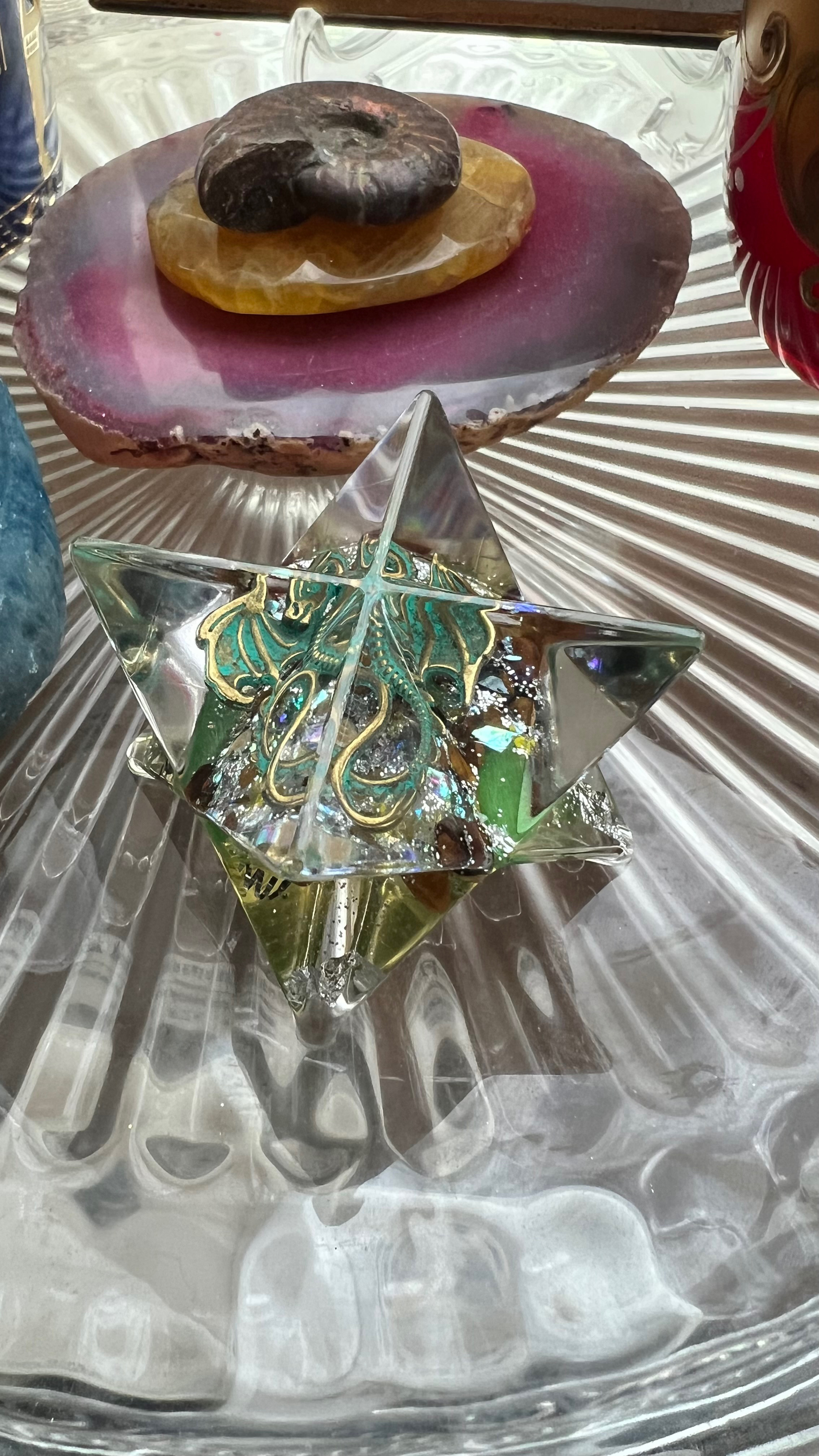 送料込開・運★マルカバスターオルゴナイト★グリーンドラゴン★龍神様