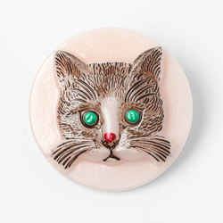 ガラスボタン 2.7cm ピンク＆ 黒猫さん 1枚目の画像