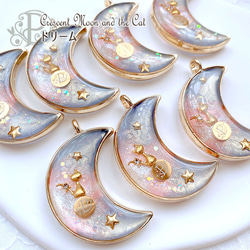 ★光る★三日月と猫 ネックレス -pika-6-deB- 5枚目の画像