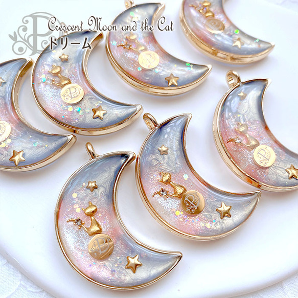 ★光る★三日月と猫 ネックレス -pika-6-deB- 5枚目の画像