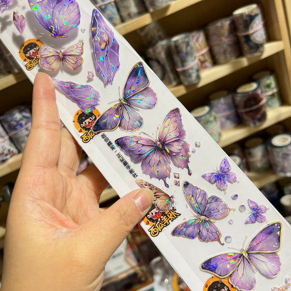 巻売 470☆ 海外 マスキングテープ マステ PET 装飾 花 蝶 虹光