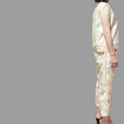 着物リメイク　絹紬セットアップ　ノースリーブ 3枚目の画像