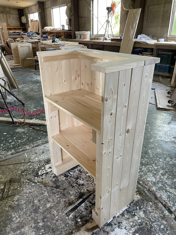 コの字】カウンター レジ 無塗装 パテヤスリ無 DIY オリジナル 幅60