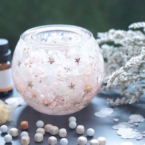 選べる天然石アロマストーン】「満開の桜とローズクォーツの水中庭園