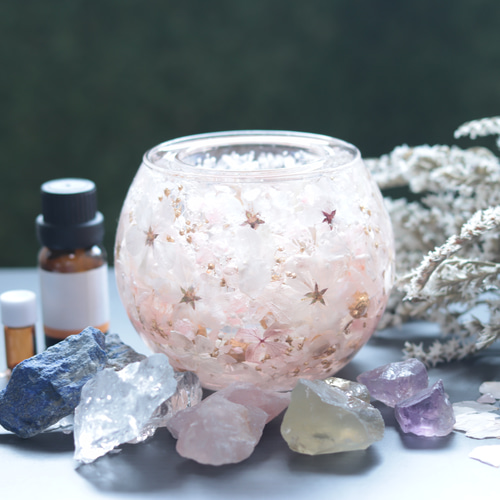 選べる天然石アロマストーン】「満開の桜とローズクォーツの水中庭園