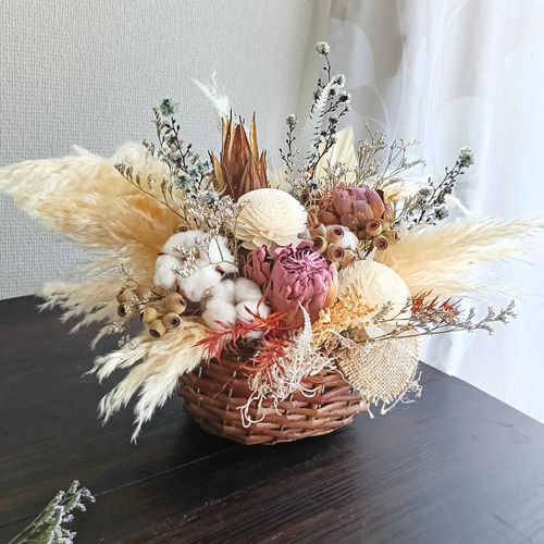 アンティーク　フラワーバスケット　花かご Flowerbasket Antique Pinkrose | QUEUE DE RANUN