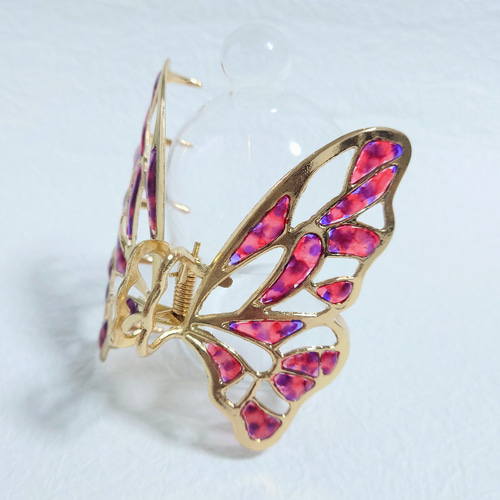 ☆*:.。. ハンドメイド♡レジンヘアバレッタ♡バタフライフラワー .。.:*☆