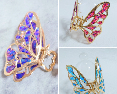 一番人気☆バタフライアートクリップ ヘアクリップ バンスクリップ 髪