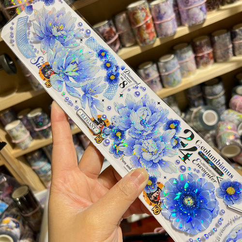 海外PETテープ 切り売り 花 雪蓮の舞 海外マステ コラージュ 貝殻光 