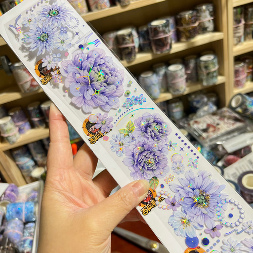 海外PETテープ 切り売り 花 月光の愛 海外マステ コラージュ