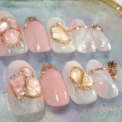 ジェルネイルチップ☆付け爪〜シェルニュアンスミラー☆マグネット