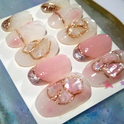 ジェルネイルチップ☆付け爪〜シェルニュアンスミラー☆マグネット