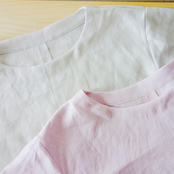 いちごミルク【リネン100％のTシャツ】仕事　フリル袖　Tシャツ　中厚　シンプル　 10枚目の画像