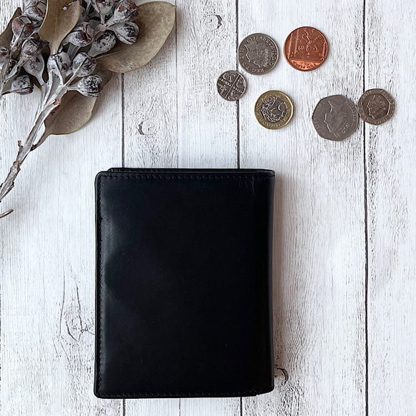 英国デザインValise二つ折りミニ手帳型財布 イートンブラック 2枚目の画像