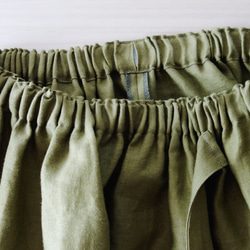 リネン100％【くったりリネンスカート】抹茶　仕事　デザインスカート 12枚目の画像