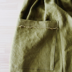 リネン100％【くったりリネンスカート】抹茶　仕事　デザインスカート 11枚目の画像