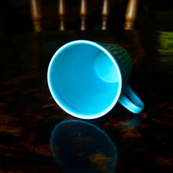 トルコ青釉 マグカップ／大（ターコイズブルーの大きめのマグカップ） 5枚目の画像