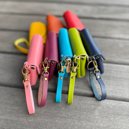 レザーコインケース 【名入れ】革の遊び心カラフルポーチ スマートキー