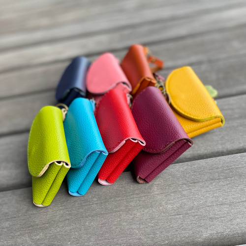 レザーコインケース 【名入れ】革の遊び心カラフルポーチ スマートキー
