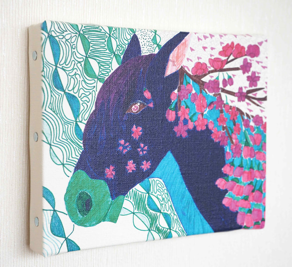 キャンバス複製画　馬と桜　SAKURAI Hina #waC 2枚目の画像