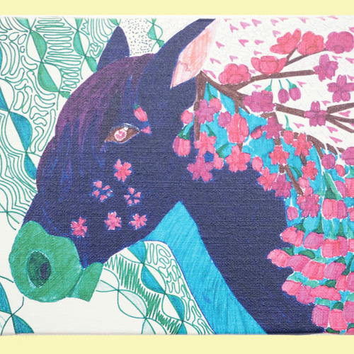 キャンバス複製画 馬と桜 SAKURAI Hina #waC 絵画 waC & atelier