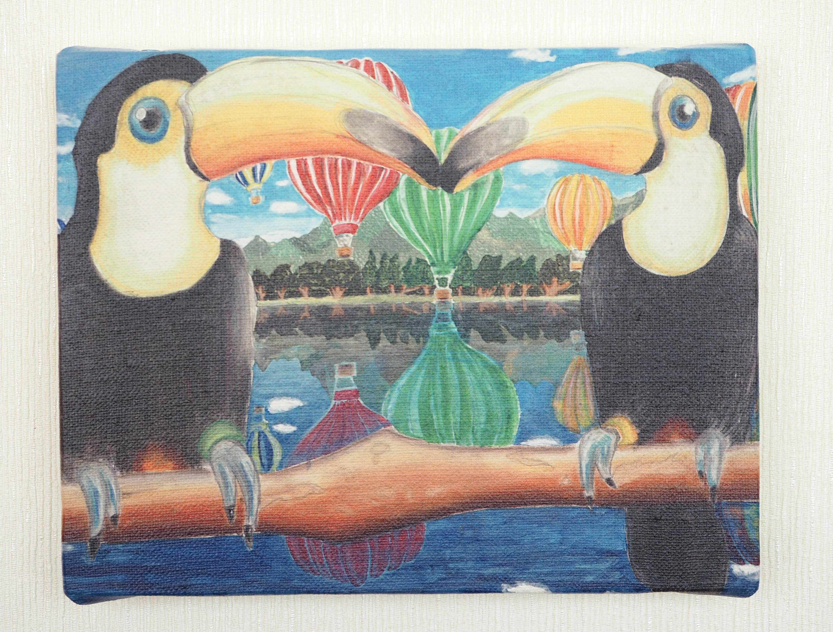 白い鳥と秋の葉の日本画　岩絵の具　キャンバスアート 白い鳥と秋の葉の日本画 岩絵の具 キャンバスアート