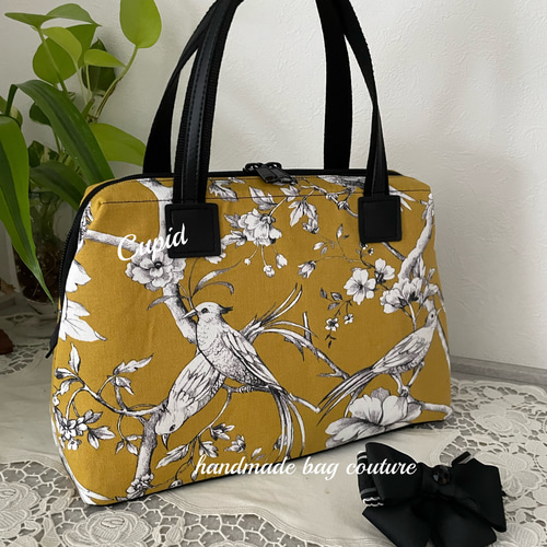 フランス トワルドジュイ（鳥と植物柄）を使ったカパっと開閉軽量2way