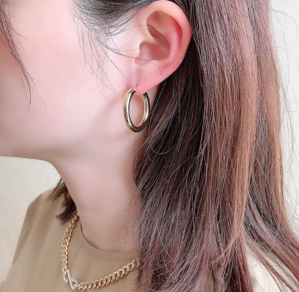 pipe hoop pierce / gold 5枚目の画像