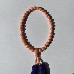 珊瑚のお念珠　もも色珊瑚　約7㎜　正絹長房紫　R50730Y3 5枚目の画像