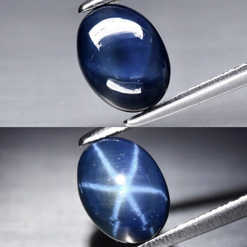8x6mm 鮮やか6レイ☆彡 ディープロイヤルブルー 天然スターサファイア 