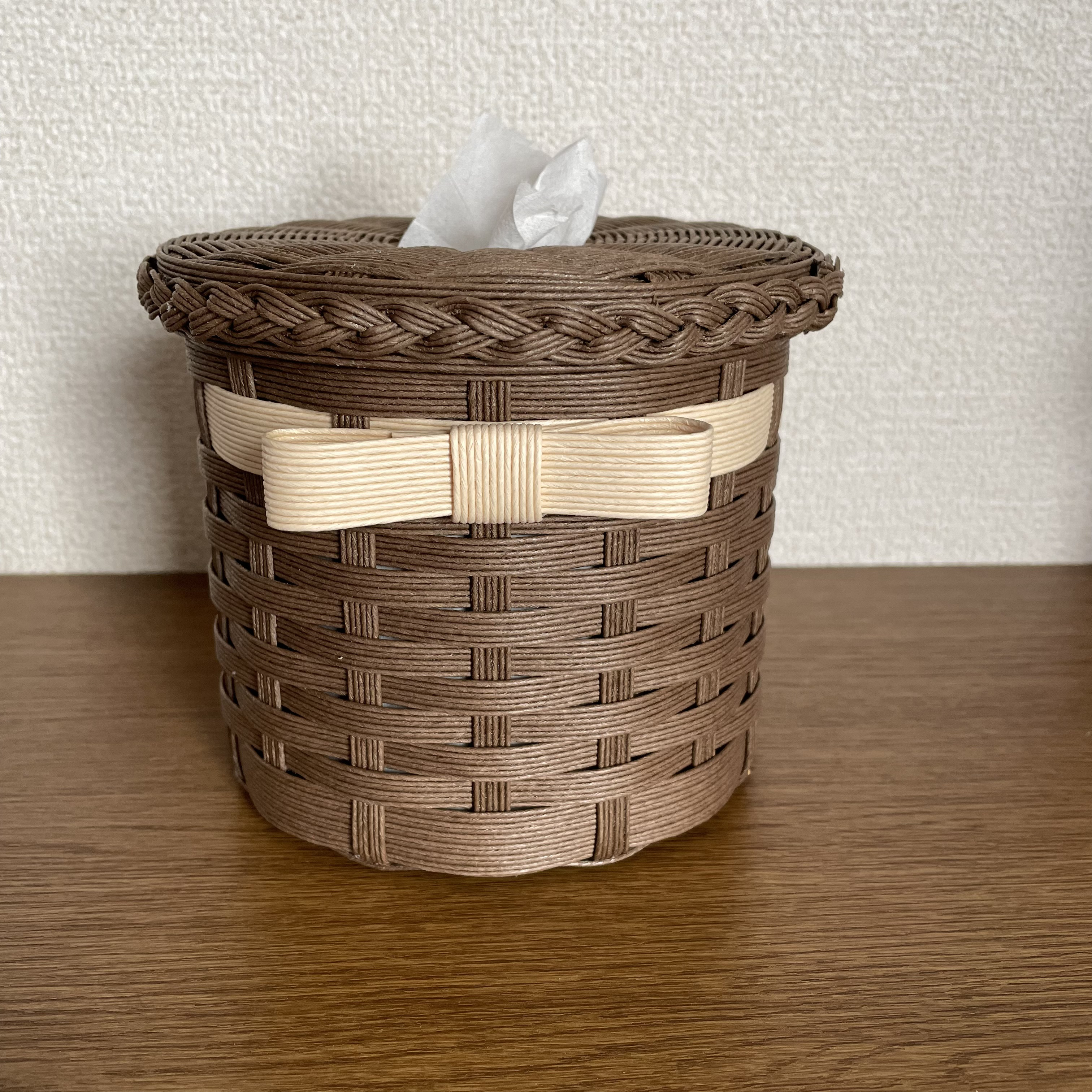 minoriページ　エコクラフト　クラフトバンド　ゴミ箱とティッシュケース