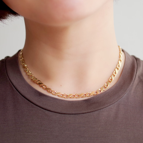 長さ変更可能！k18gp ヴィンテージ8の字チェーンのフリーレングス