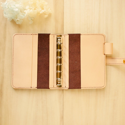 システム手帳 ミニ6 作家　ココアブラウン ほっこり落ち着くココアブラウン たっぷり挟める柔らかい風合いが