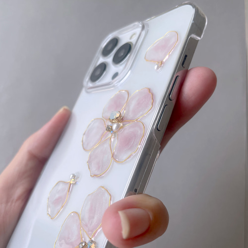 Milkypearl スマホケース レジン フラワー iPhone17pro iPhone15
