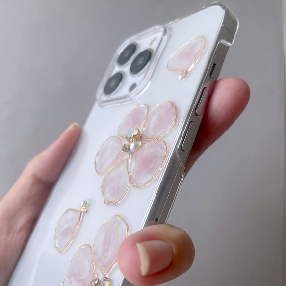 【mariaglace】Milkypearl スマホケース レジン フラワー iPhone15pro iPhone14 17枚目の画像