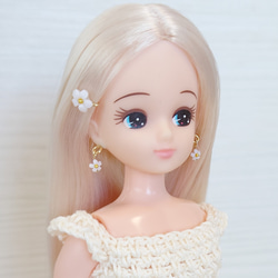 381リカちゃん ヘアピンピアスセット（お花・紫）○○0730 その他人形