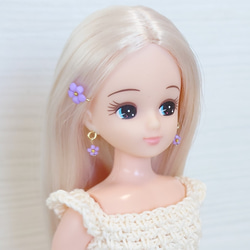 380リカちゃん ヘアピンピアスセット（お花・桃）○○0730