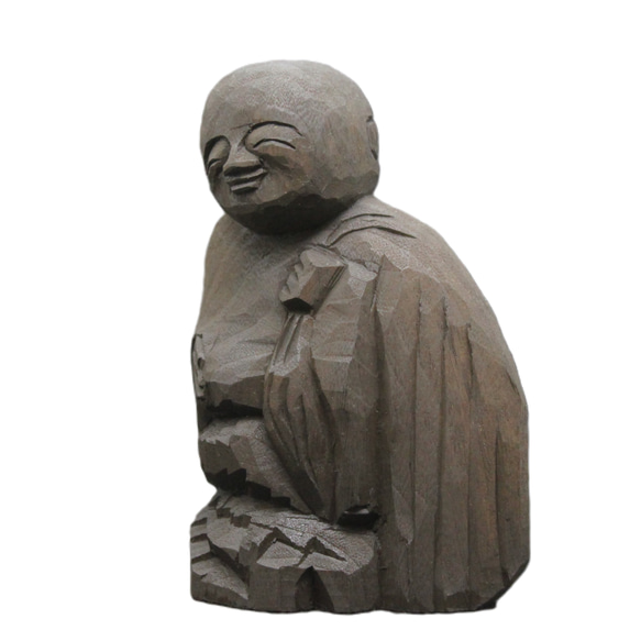 テーマ作品「笑（わ）」（布袋さん 14cm ht5008) 仏像 円空仏 摸刻 木彫 3枚目の画像