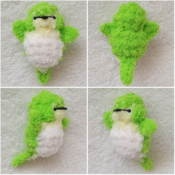 綠繡眼小型娃娃玩偶&圓圓體型 可加吊飾 別針 可客製改色 手作毛線鉤織小物 鳥 寵物 第3張的照片