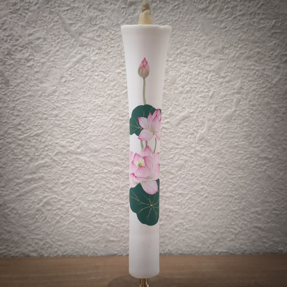 【蓮の花】　絵ろうそく　贈り物　手土産　お供え　和蠟燭　伝統工芸品　キャンドル　Japanesecandle 2枚目の画像